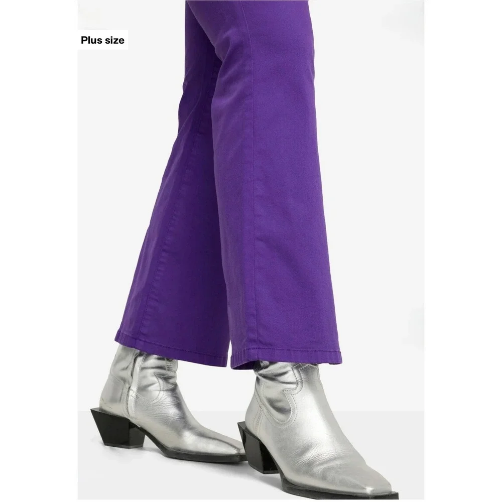NWT Angel of Style‎ Ulla Popken Purple Flared Jeans Plus 26W High Rise X123